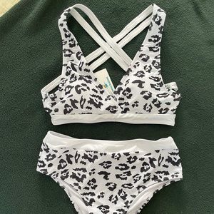 White Leopard Print, Small, BeachSissi bikini